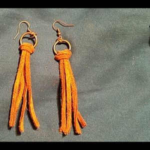 Handmade leather Tassel earrings